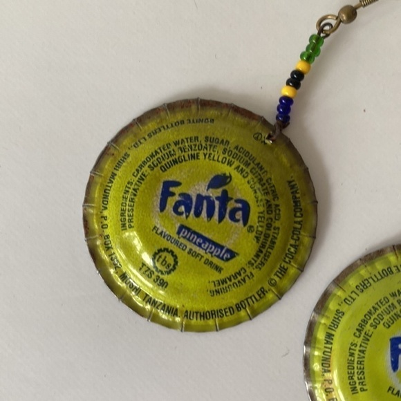 Handcrafted Fanta bottle earrings - Picture 3 of 6